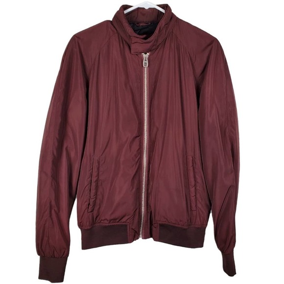 Zara Man Burgundy Front Zipper Casual Closure Bomber Size Medium Jacket - Picture 1 of 8